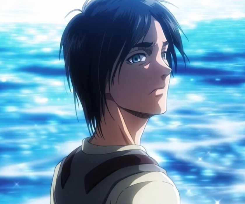 Eren somberly looks away from the ocean in Episode 59 of Attack on Titan.