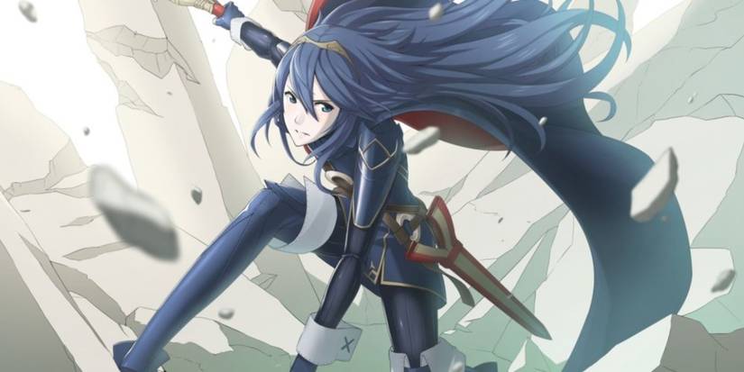 Lucina striking an action pose in Fire Emblem Awakening.