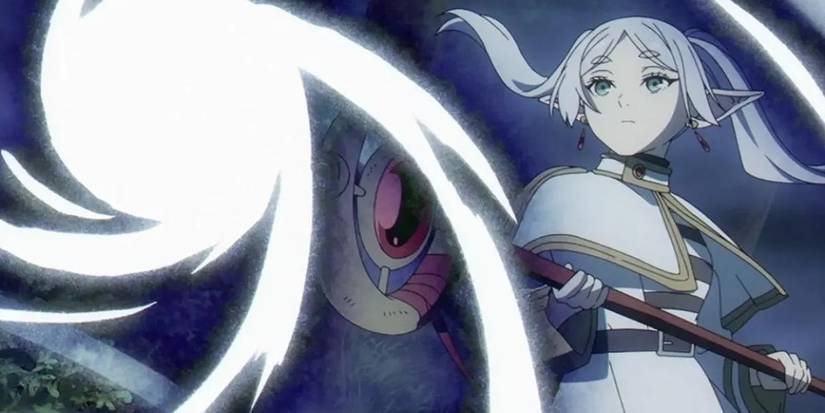 Frieren carrega um feitiço com sua equipe em Frieren: além do Journey's End.
