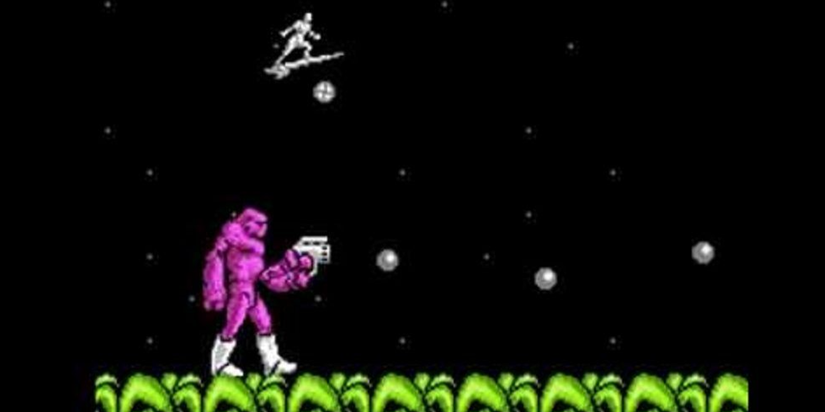 The Silver Surfer fights the final Boss battle in the NES game.