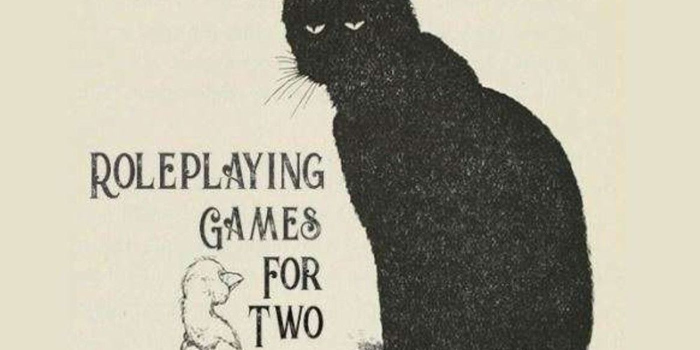 A arte da capa para você e eu: Roleplaying Games para dois descreve um gato preto de aparência irritada e um patinho branco.