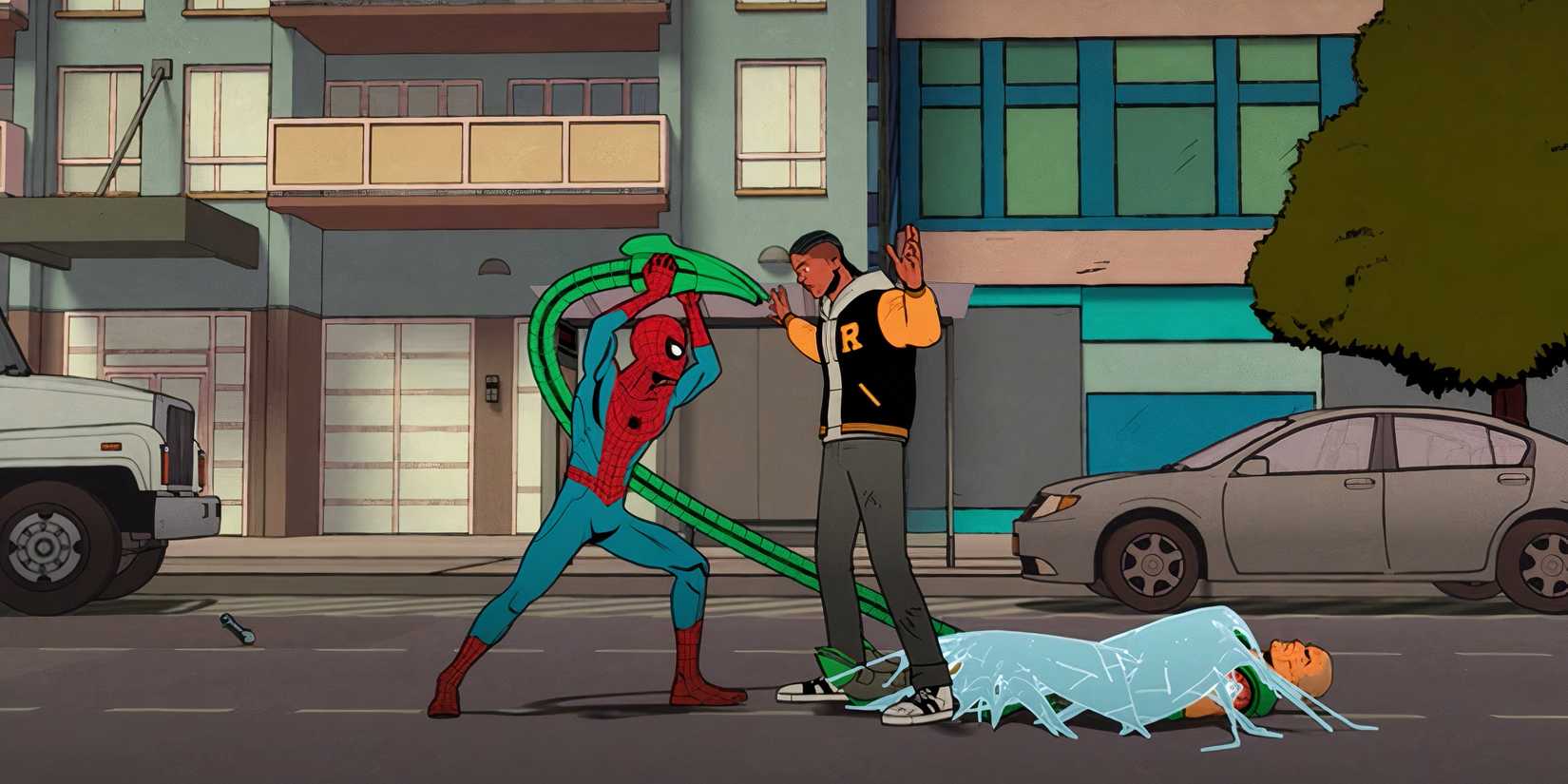 Lonnie stops Peter from killing Scorpion in Your Friendly-Neighborhood Spider-Man
