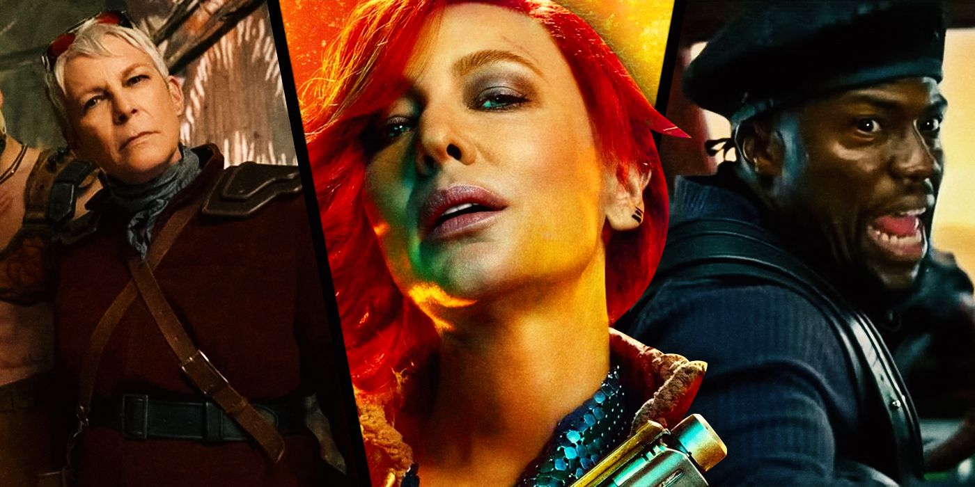 Images of Jamie Lee Curtis, Cate Blanchett and Kevin Hart in Borderlands
