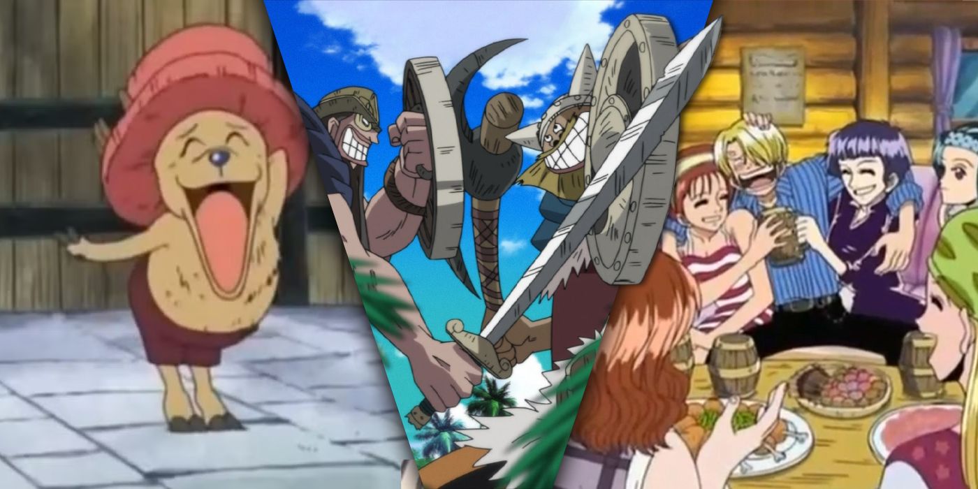 chopper meets nami, dorry meets broggy, sanji whiskey peak