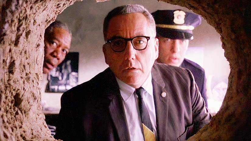 The Warden marvels at how Andy escapes Shawshank in The Shawshank Redemption.