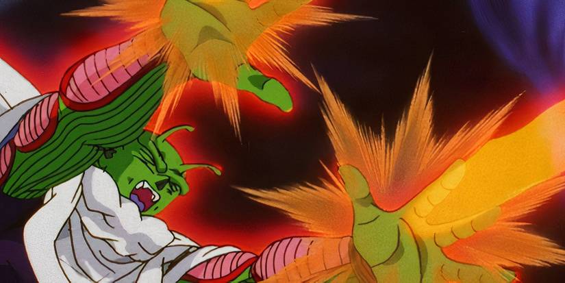 Piccolo conjures energy to open up a gate in Hell in Dragon Ball GT.