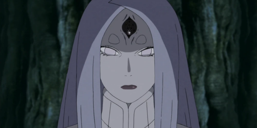 Kaguya Ōtsutsuki is using the Rinne-Sharingan in Naruto: Shippuden.