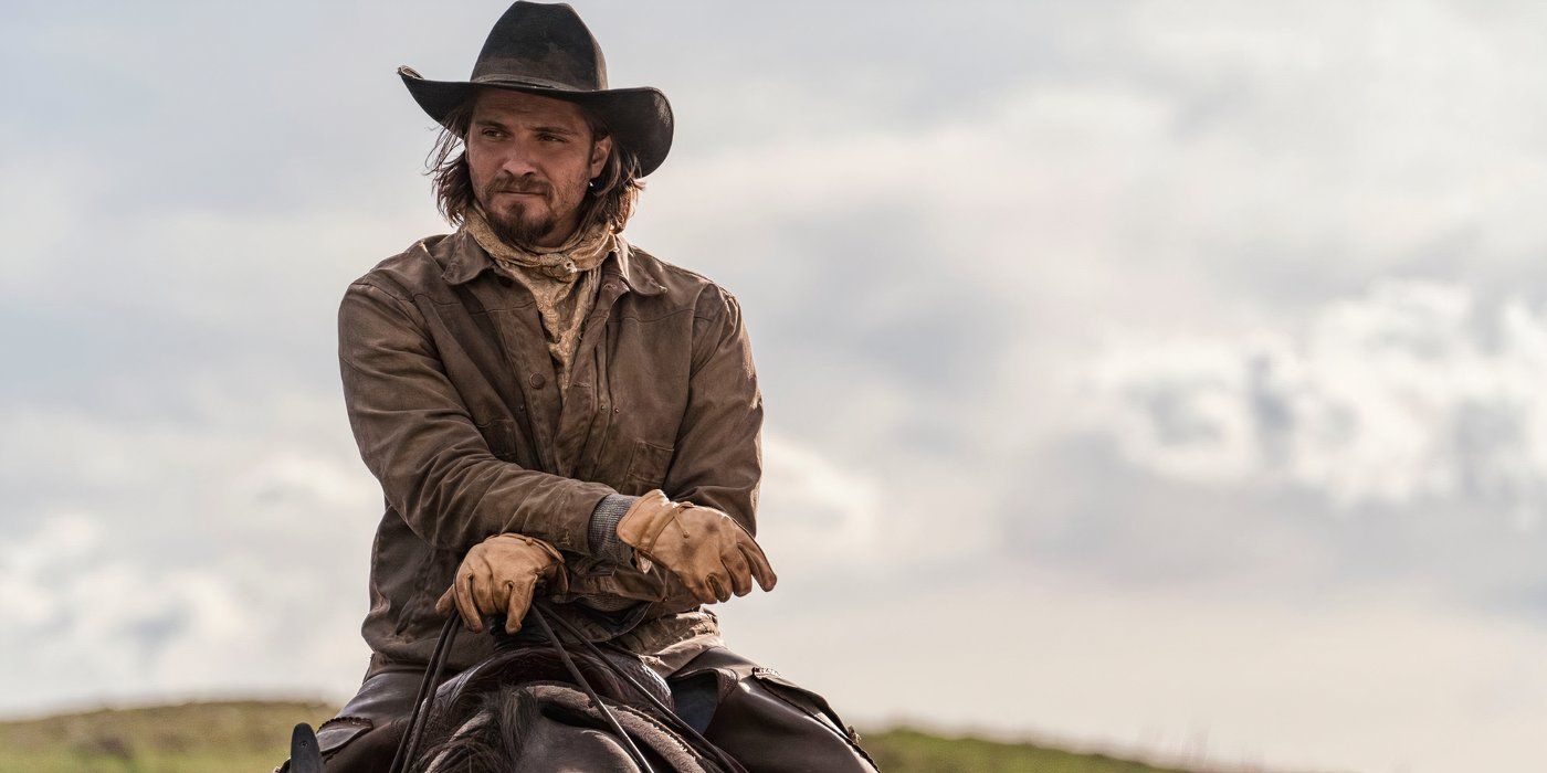 Kayce Dutton rides up on a tense conversation with his father in Yellowstone.
