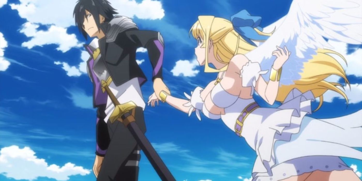 Seiya pulling along The Goddess by the hand in From Cautious Hero: The Hero is Overpowered but Overly Cautious.