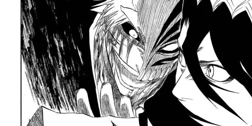 Hollow Ichigo attaque Byakuya dans le manga Bleach.