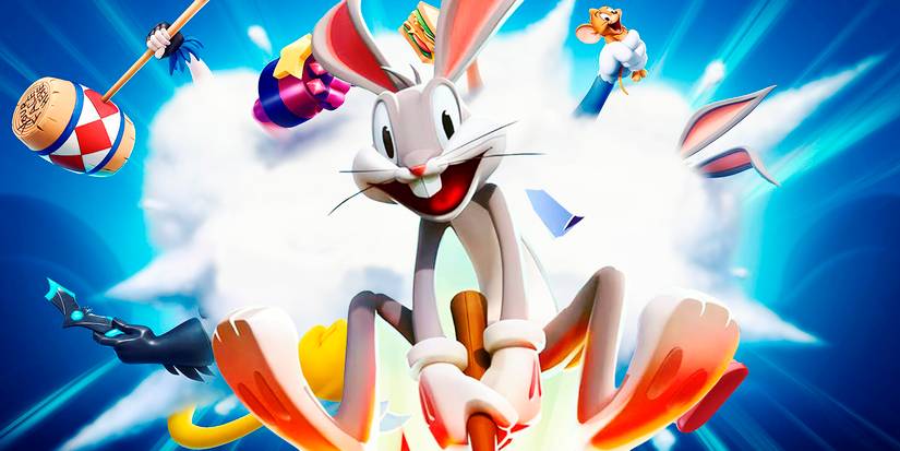 Bugs Bunny attacks the viewer with his mallet. 