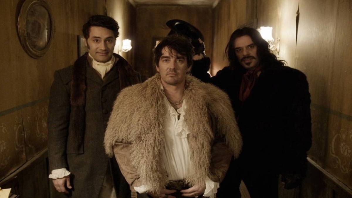 Viago, Deacon, and Vladislav posing in What We Do In The Shadows.