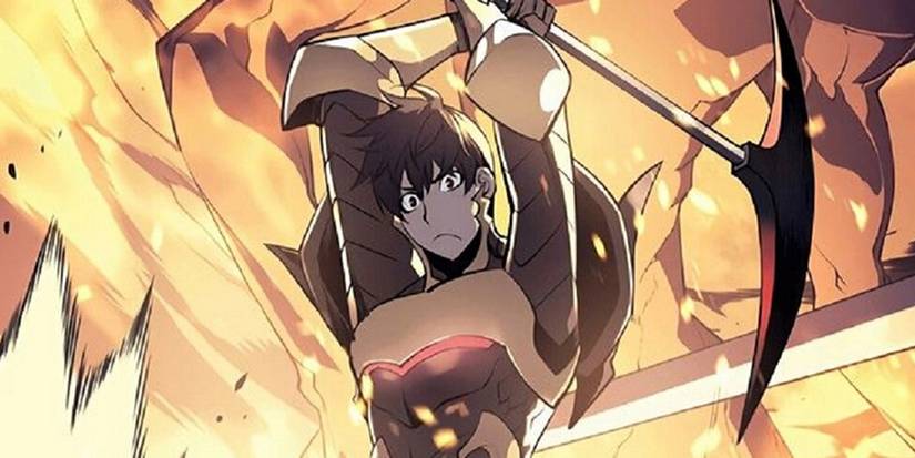 youngwoo with a pickaxe in overgeared