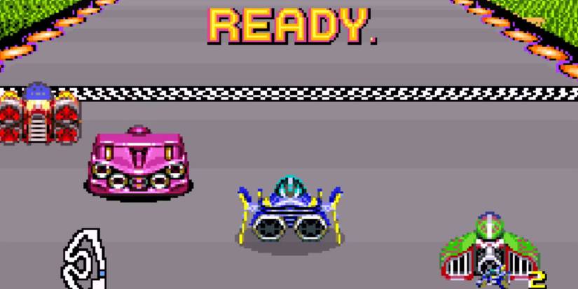 Various ships are lined up to race in BS F-Zero Deluxe.