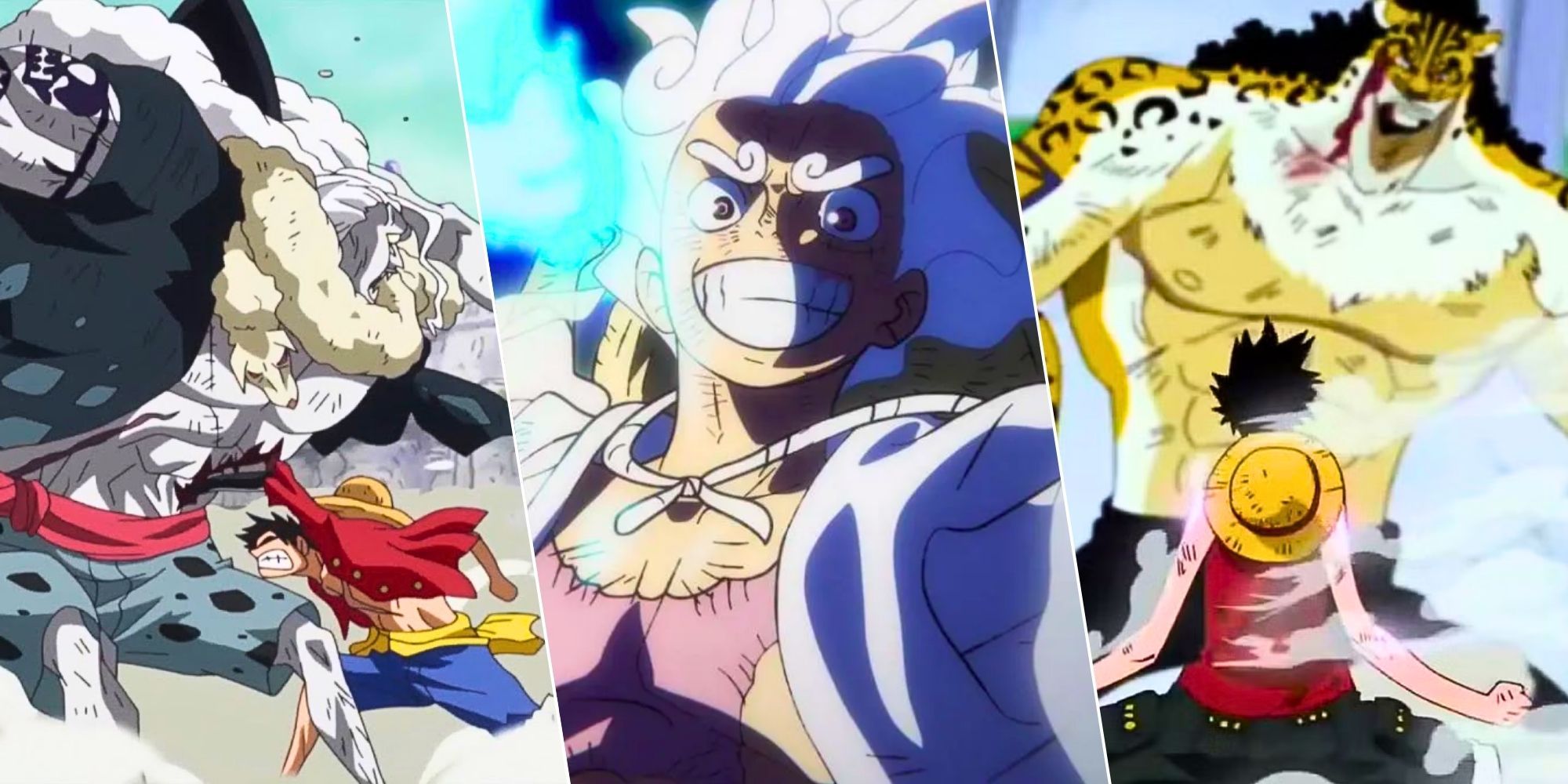 Custom Image of Hody Jones vs Luffy, Luffy Gear 5, Rob Lucci vs Luffy from One Piece