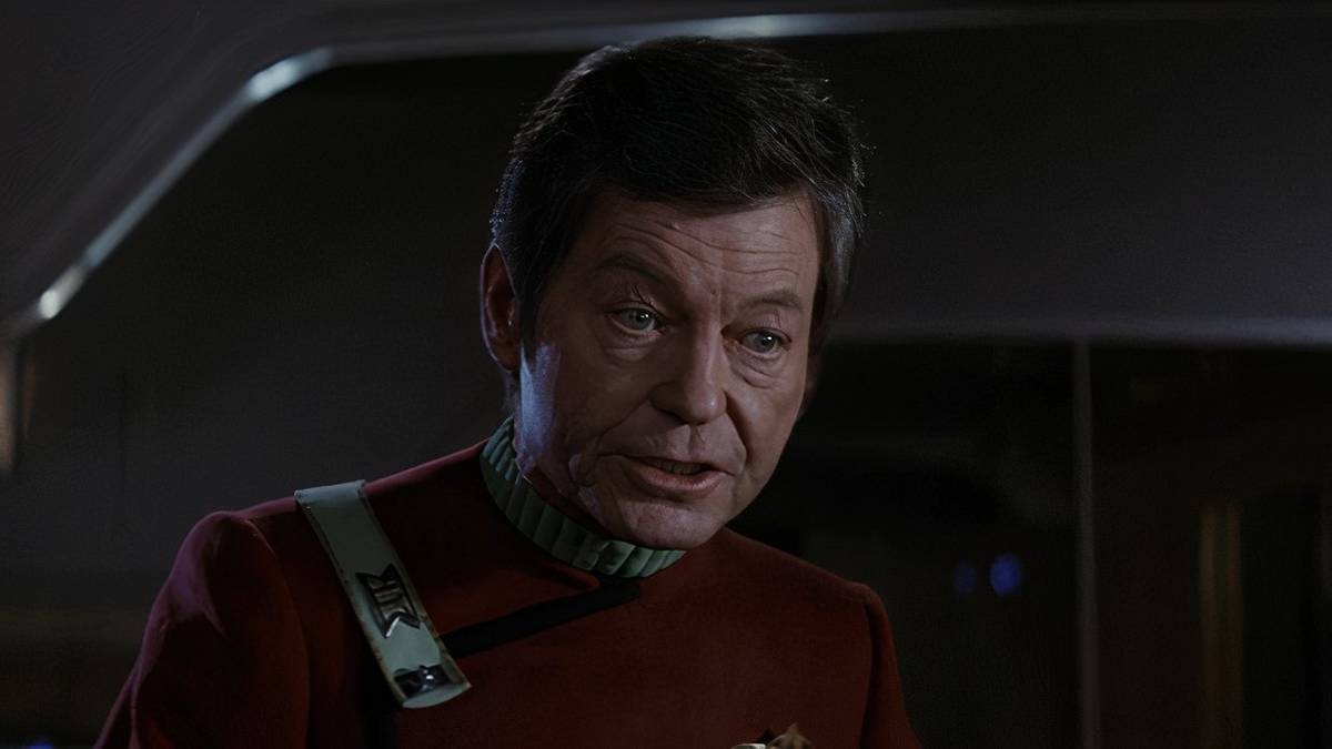 Star Trek Enterprise crew standing on the bridge