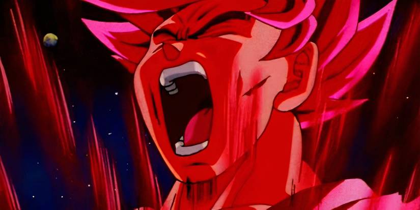 Goku charges his Super Kaio-Ken Attack during Dragon Ball Z's Other World Tournament.