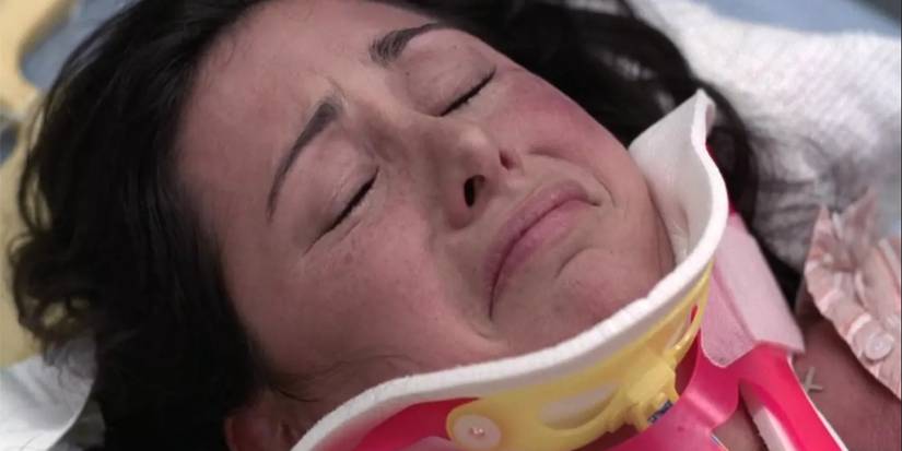 Pamela suffering from a car accident and being treated in grey sloan memorial