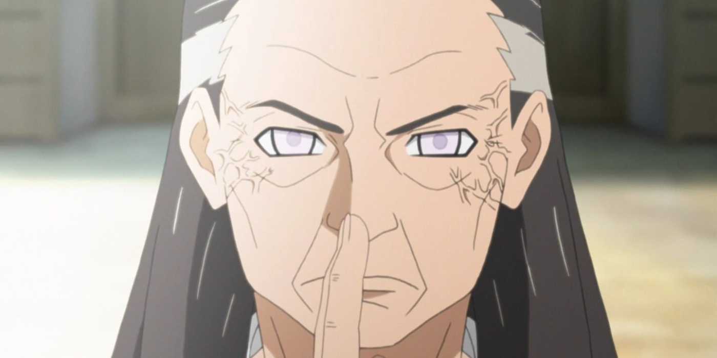 Hiashi activates his Byakugan during a sparring session in Boruto: Naruto Next Generations