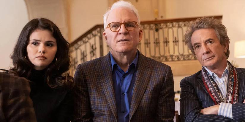 Only Murders in the Building Season 4 stars Selena Gomez as Mabel Mora, Steve Martin as Charles-Haden Savage and Martin Short as Oliver Putnam 