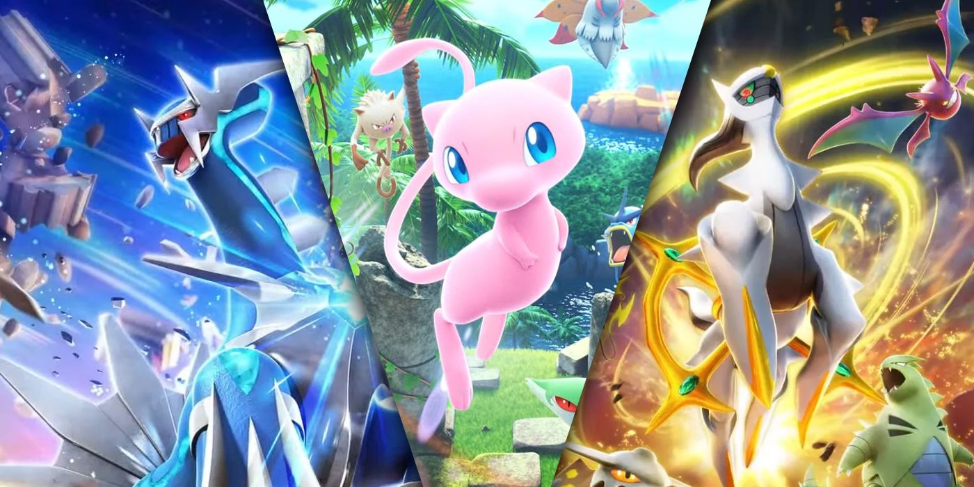 Pokemon TCG Pokemon expansions Mythical Island, Space-Time Smackdown, and Triumphant Light