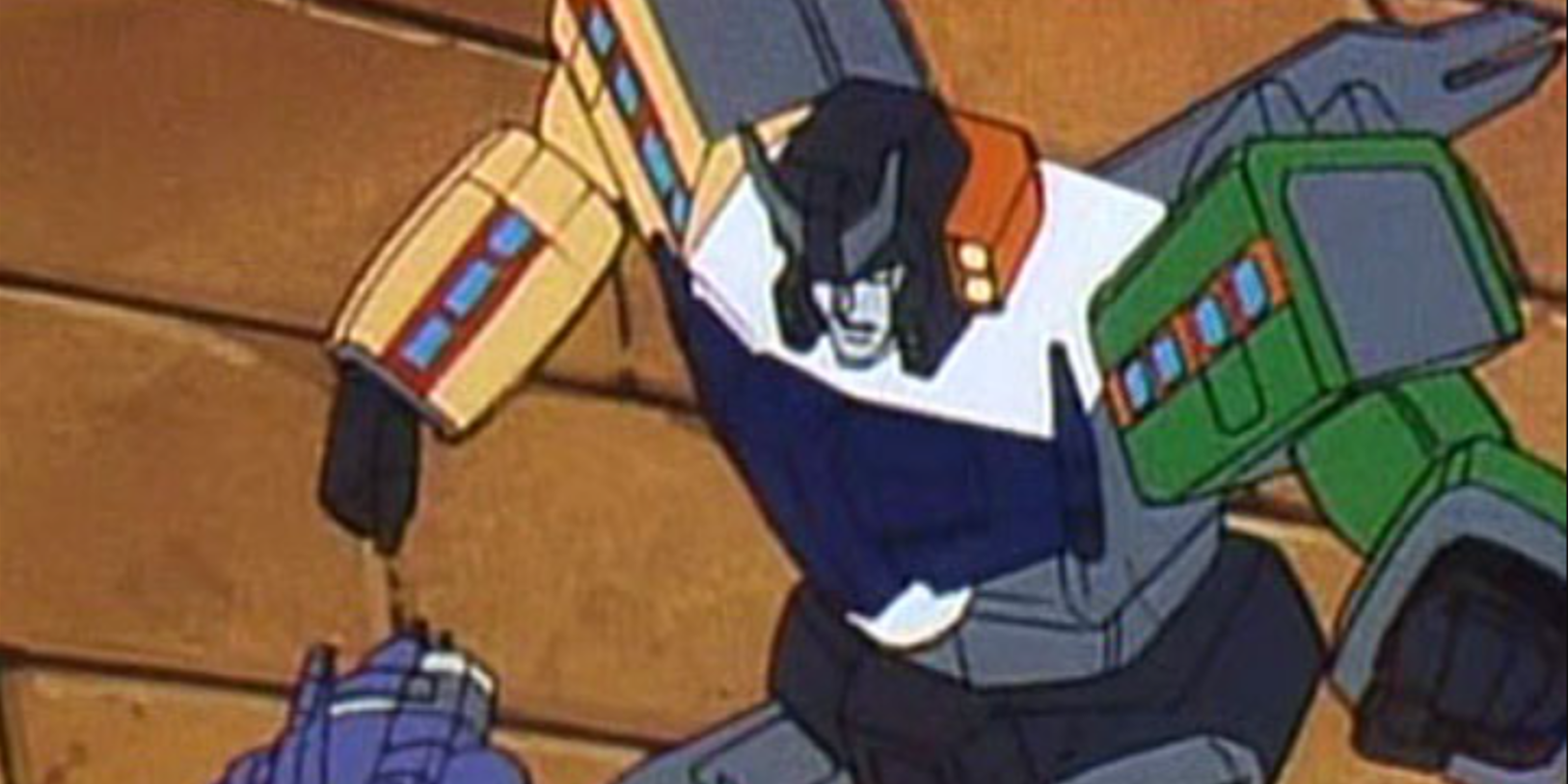 Raiden gets ready to fight in the Japanese G1 cartoon.