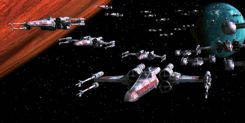 X-Wings ready to charge the Death star from Star Wars: Episode 4 A New Hope