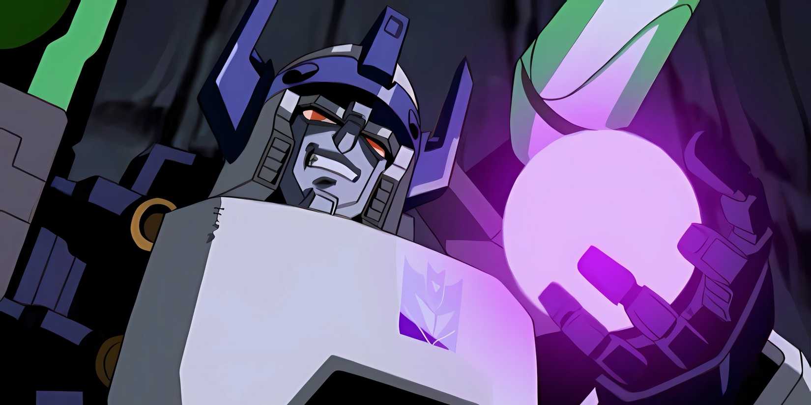 Megatron holding a glowing orb in Transformers: Energon