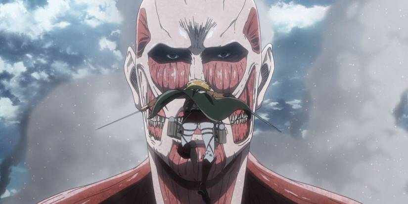 Attack on Titan Episode 54 - Armin flying towards the Colossal Titan
