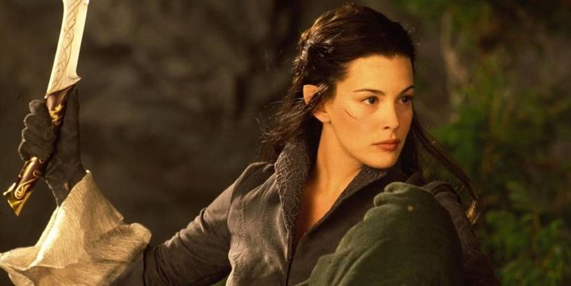 Arwen wields a sword in The Lord of the Rings