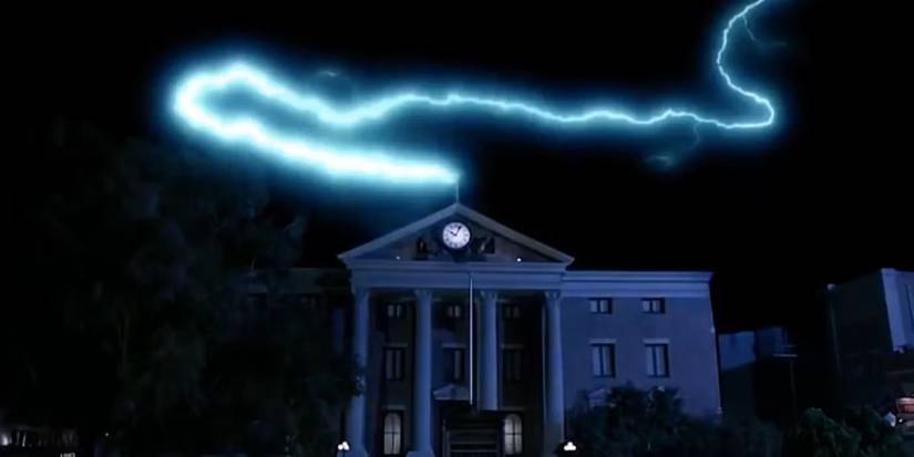 Lightning strikes the courthouse at the end of Back to the Future