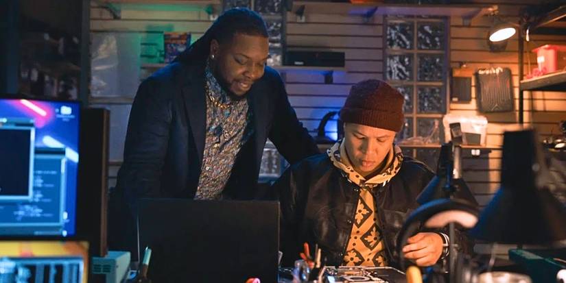 Chris Lee as Randy and Eric Graise as Bobby Exley in Bobby's office in Tracker 'The Mercy Seat'