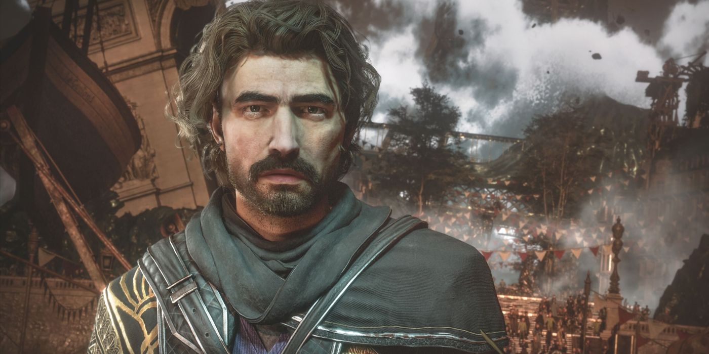 A close-up of Gustave wearing black battle armor from the video game Clair Obscur: Expedition 33