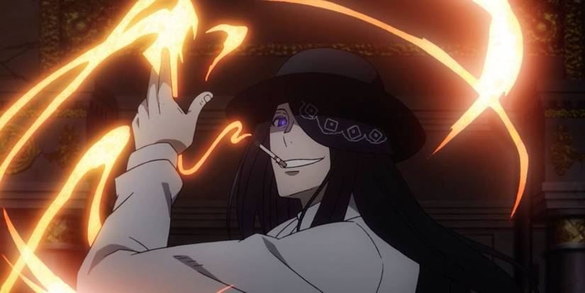 Joker is preparing to throw one of his cards in Fire Force.