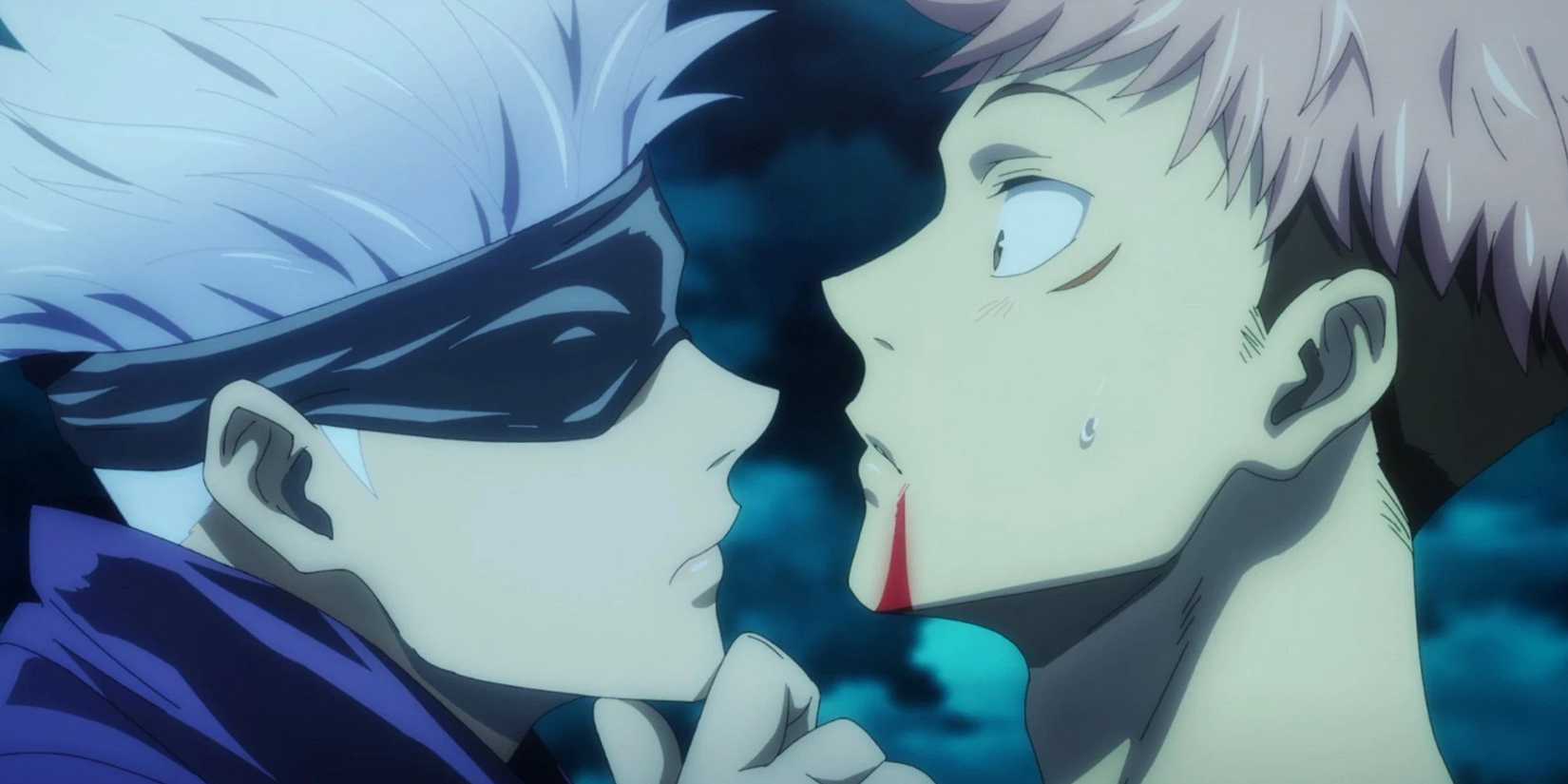 Gojo studying Yuji after he ate Sukuna's finger