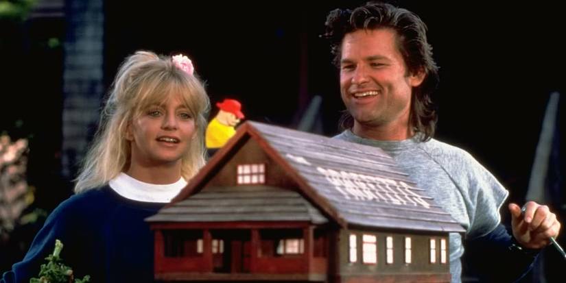 Goldie Hawn and Kurt Russell during a scene in late 1987