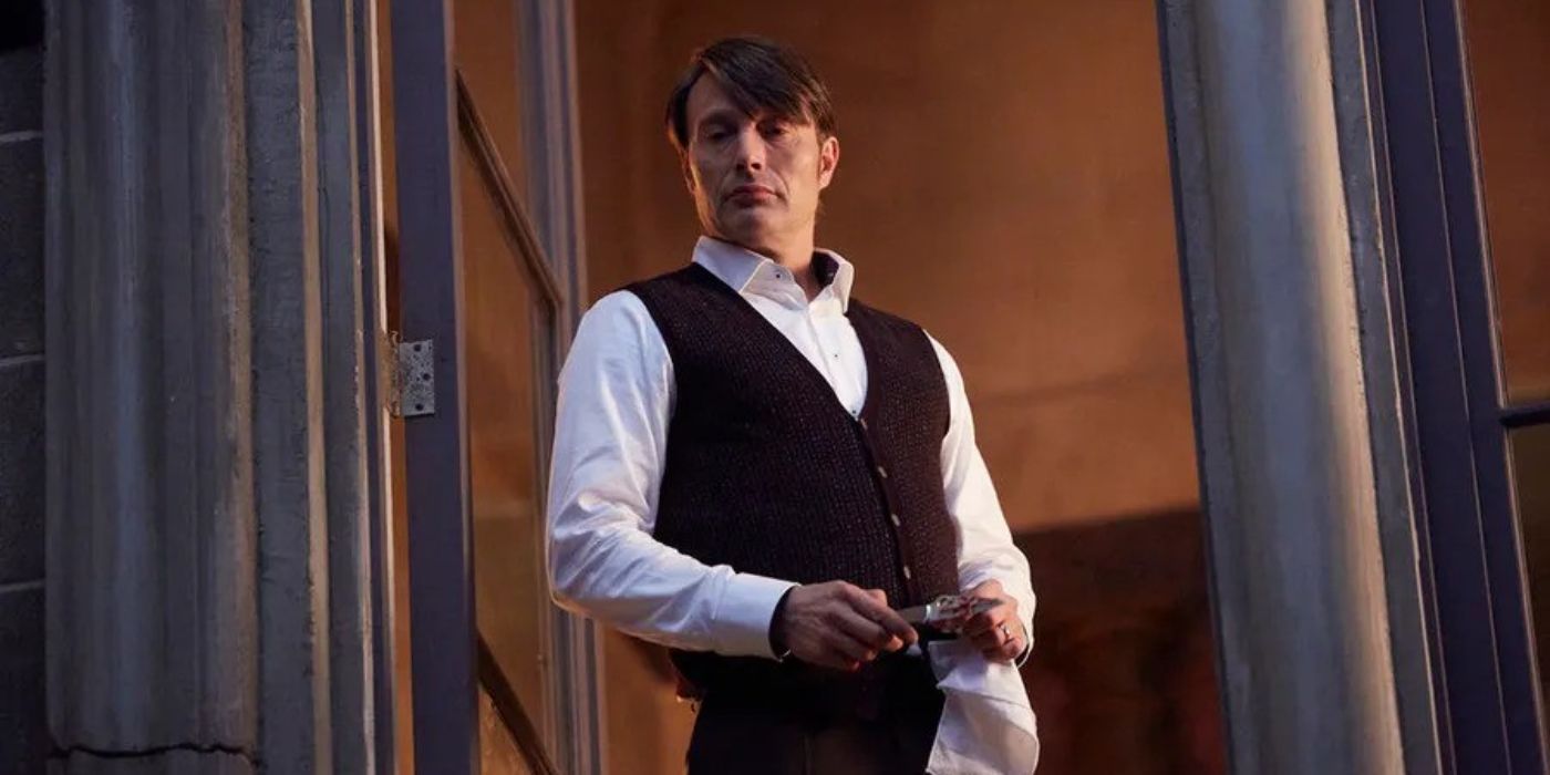 Mads Mikkelsen como Dr. Hannibal Lecter Poliant A Knife de la serie de televisión Hannibal