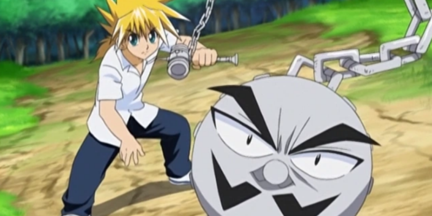 Ginta Toramizu looking focused as he tosses out his weapon ARM Babbo towards his enemy in MAR