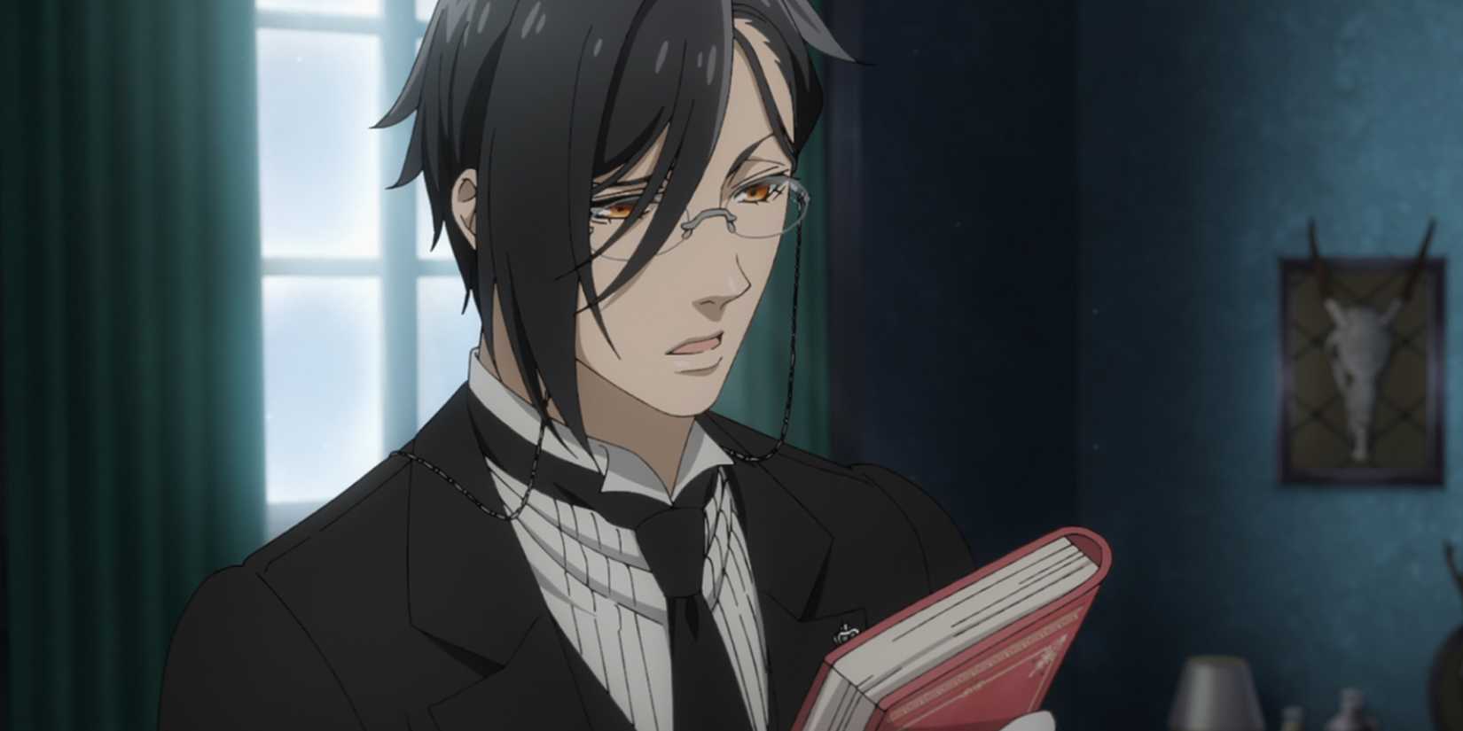 Sebastian teaching Frau Sullivan the English language in Black Butler