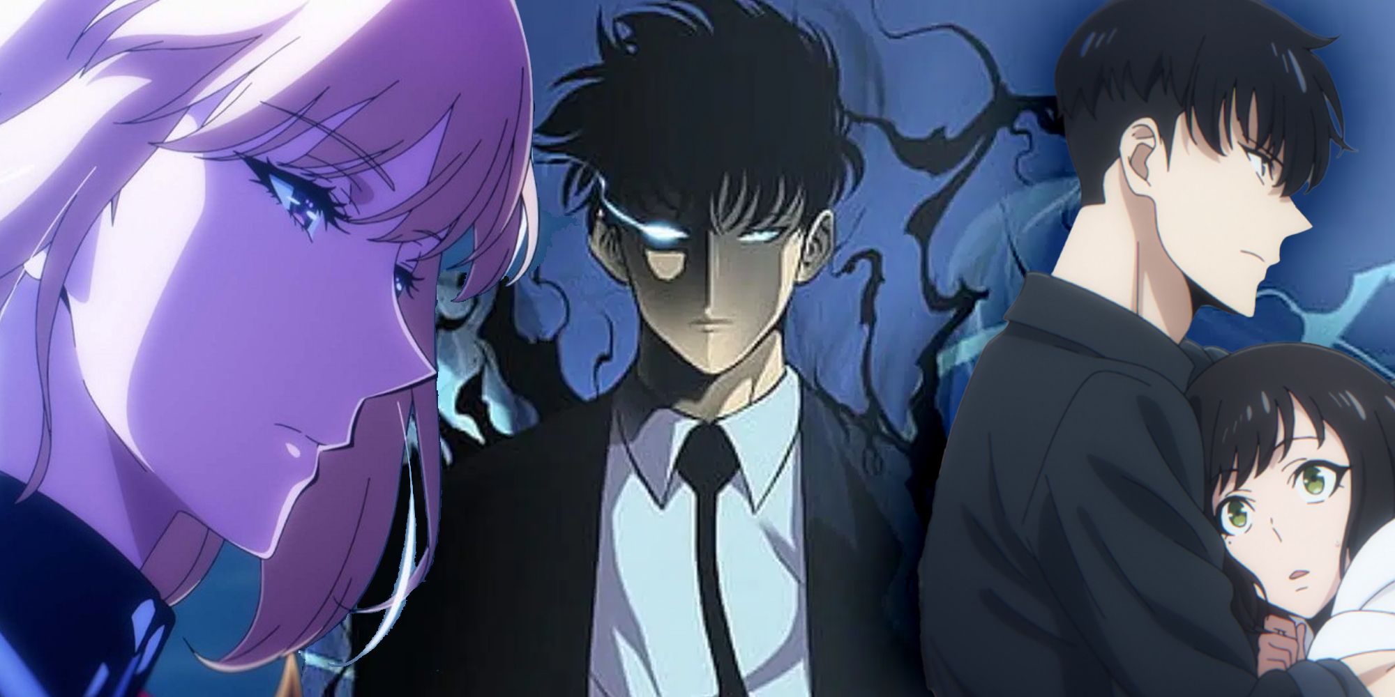 Solo leveling manhwa and anime collage 