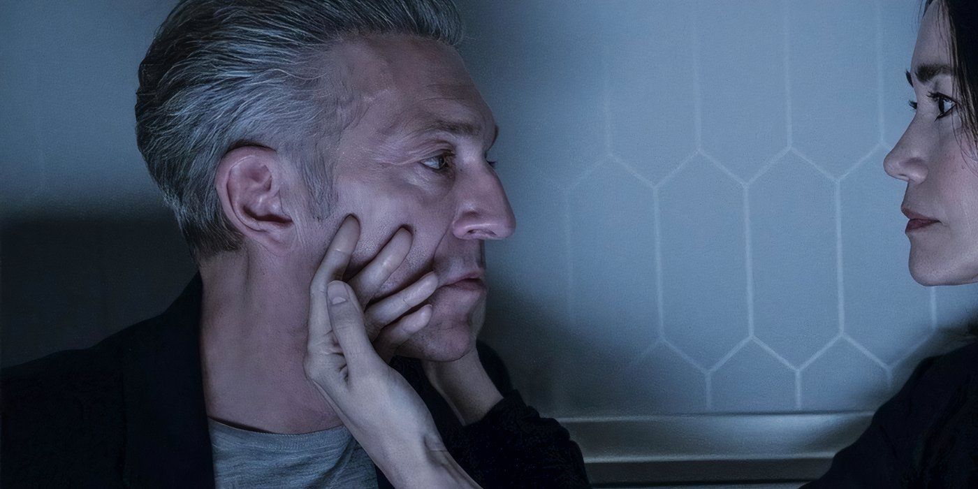 Soo-Min strokes Karsh's cheek in David Cronenberg's The Shrouds.