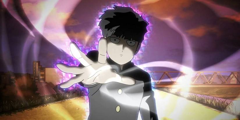 Mob using his psychic powers in the Mob Psycho 100 anime series