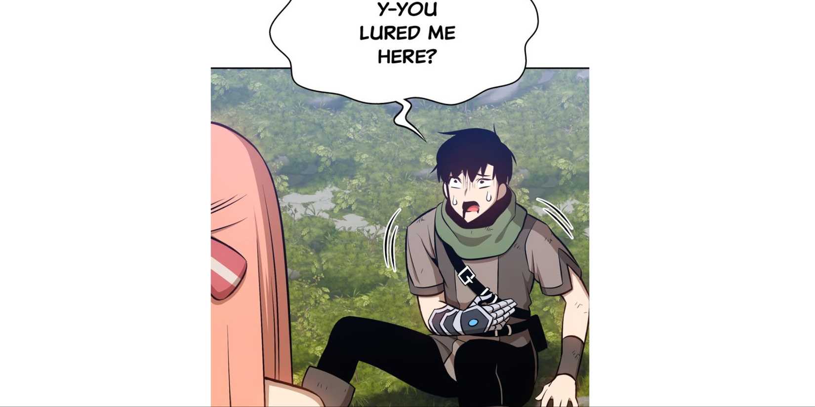 Ji-u holds his wound after being stabbed in +99 Reinforced Wooden Stick.