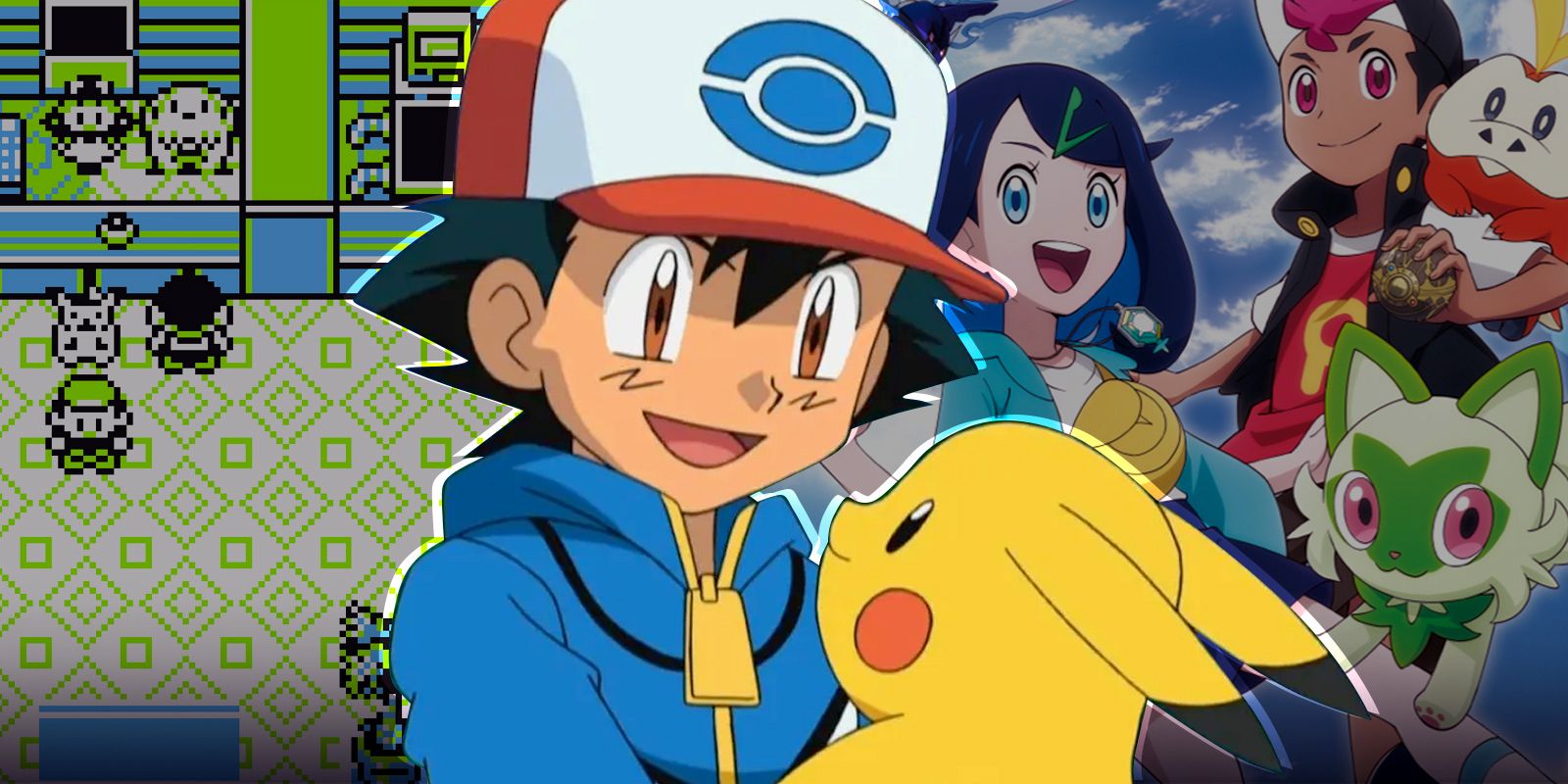 When-Did-The-Pokémon-Anime-Come-Out featuring Ash and Pikachu, one of the most popular Pokémon game Yellow, and an image from Horizons