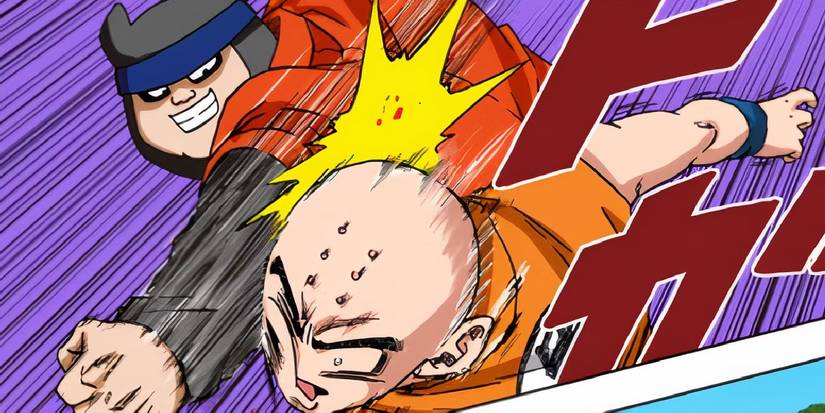 Yunba beats up Krillin in Dragon Ball Super manga.