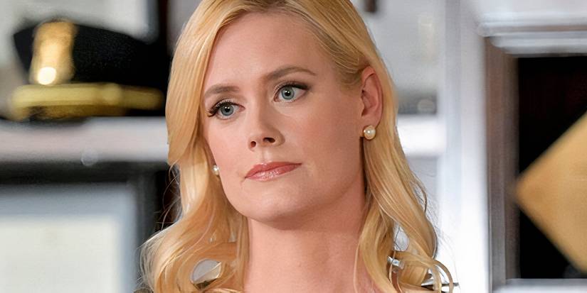 Abigail Hawk as Abigail Baker looking tired of someone in Blue Bloods