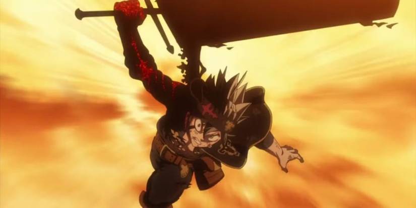 Black Clover Asta half demon swings large sword