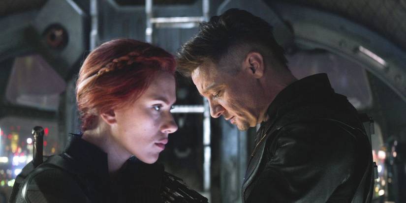 Scarlett Johansson as Natasha Romanoff/Black Widow with Jeremy Renner as Clint Barton/Hawkeye from Avengers: Endgame (2019)