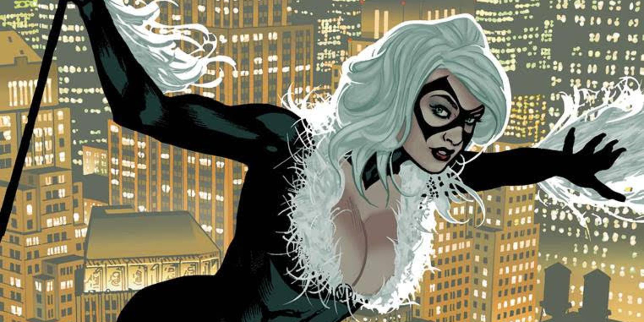 Black Cat leaps above the city in Marvel Comics