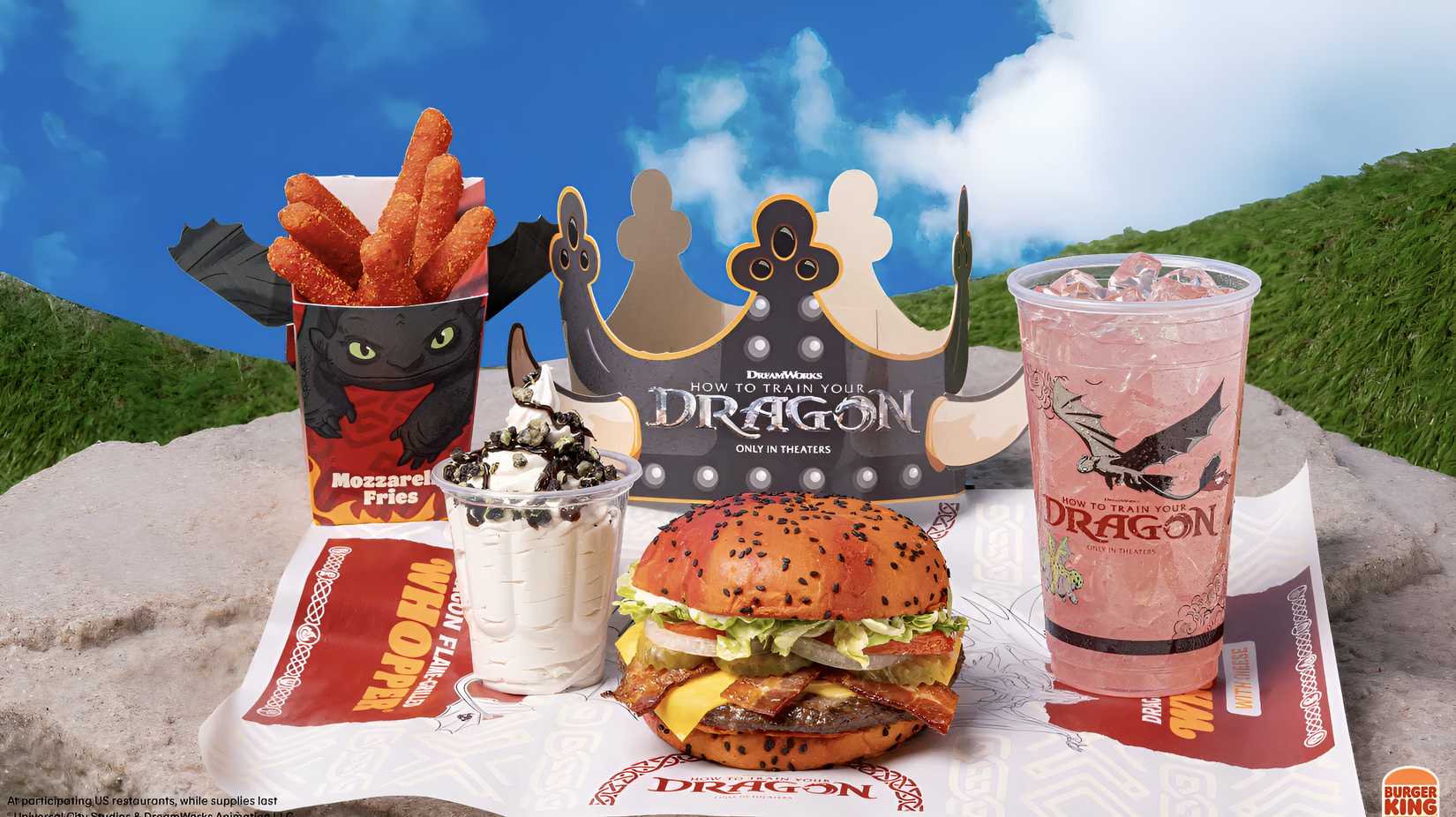 Burger King Unveils How to Train Your Dragon Meal With 'Dragon  Flame-Grilled Whopper' and a Horned Crown, image size:1650x926